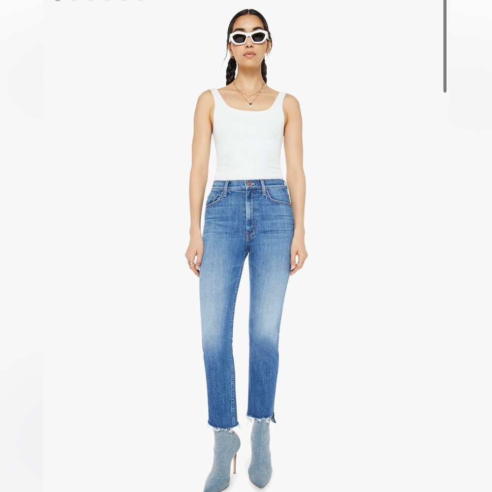 MOTHER High-Rise Straight Crop Jeans in Light Blue